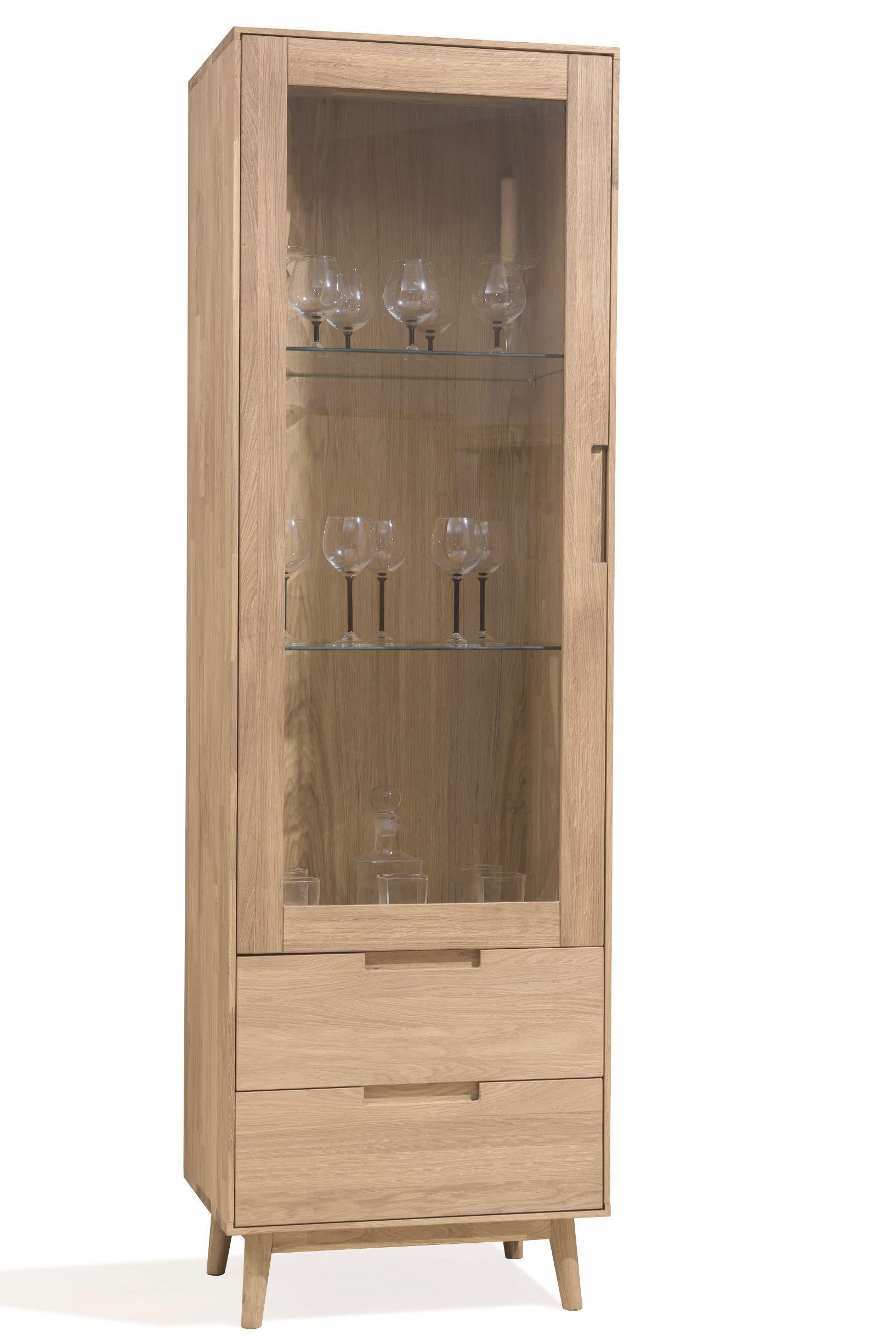 NordicStory Vitrina con Cristal de Madera Maciza Roble Nordico Retro
